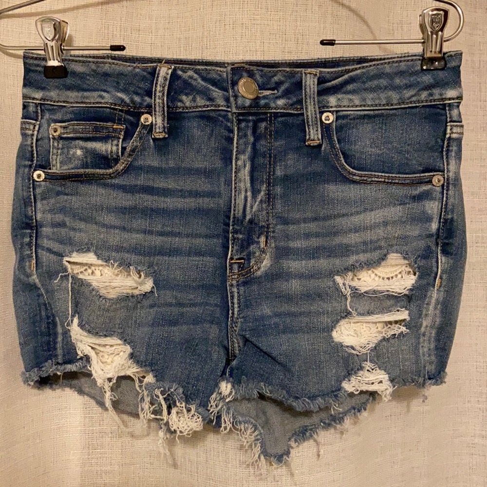 American eagle denim high rise shortie